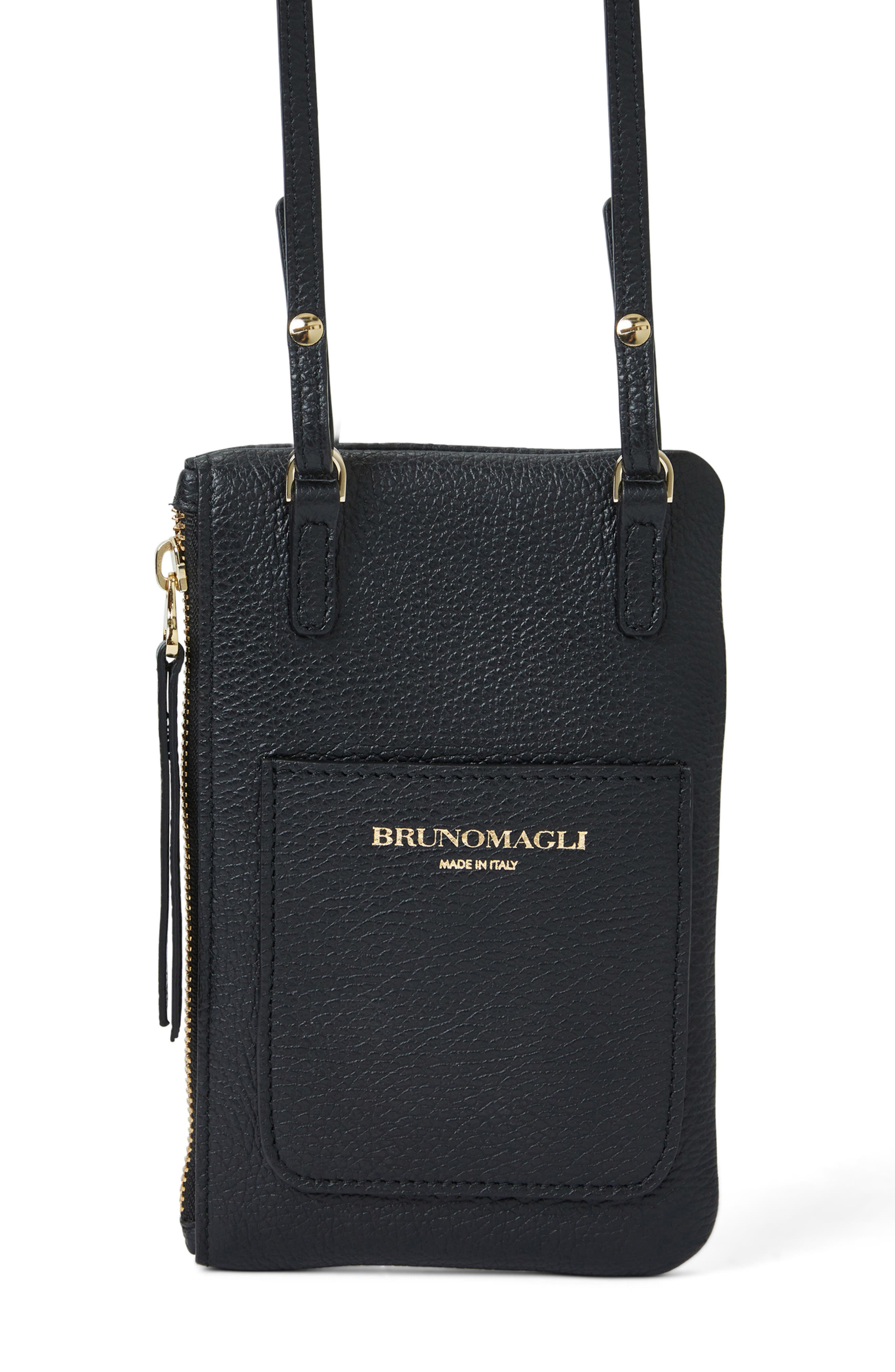 Bruno Magli Serena Leather Zip Pouch Lanyard, Alternate, color, 