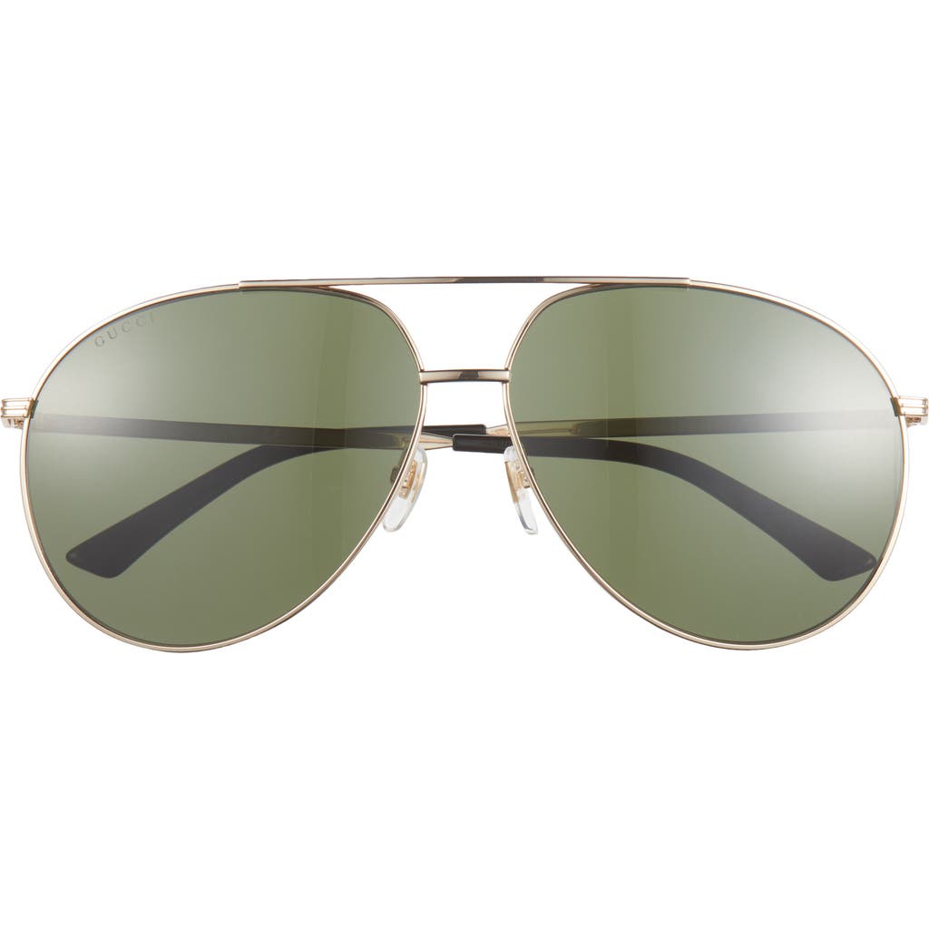 Gucci 64mm Oversize Aviator Sunglasses in Gold Gold Green at Nordstrom Rack