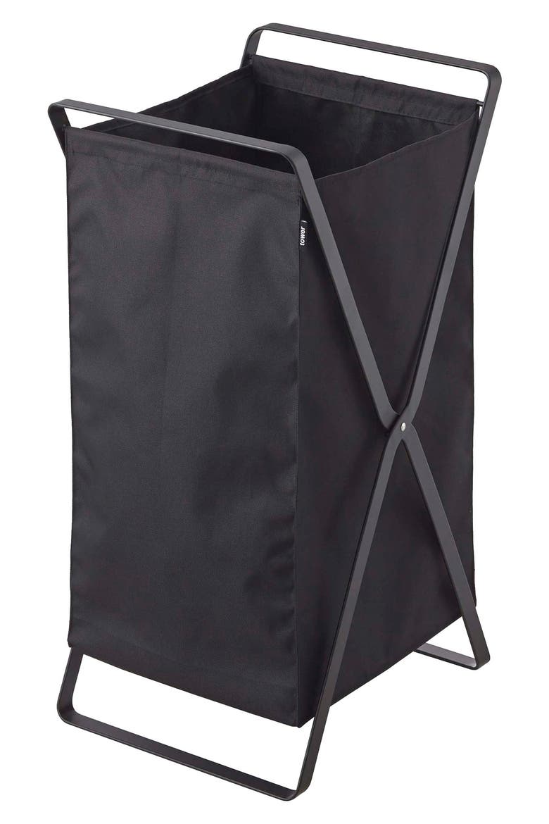 Tower Laundry Hamper, Main, color, BLACK