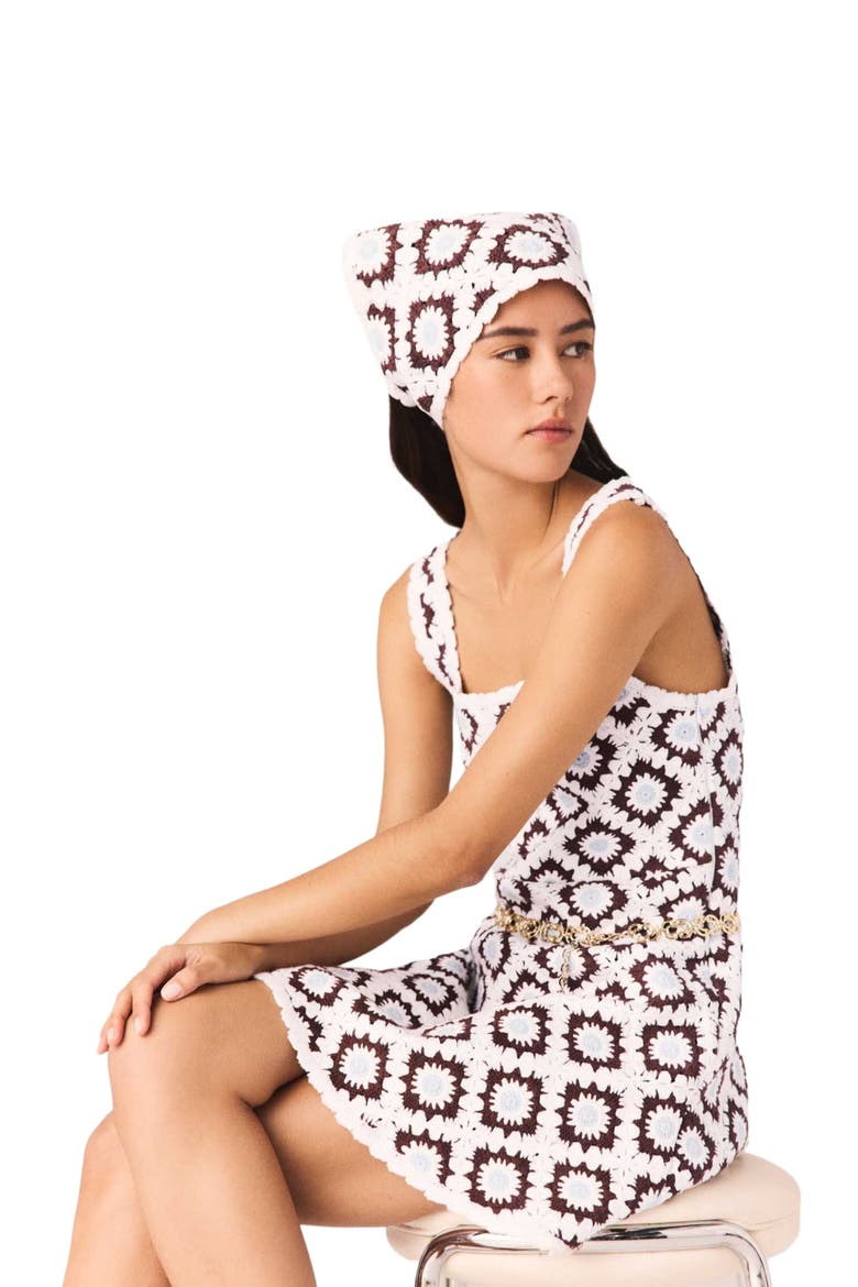 Floral crochet dress, Alternate, color, Brown/blue