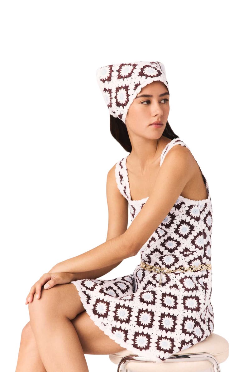 maje Floral crochet dress, Alternate, color, Brown/Blue
