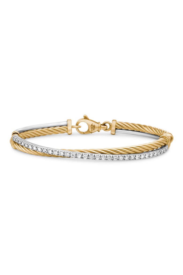 'Crossover' Bracelet with Diamonds in Gold, Alternate, color, DIAMOND