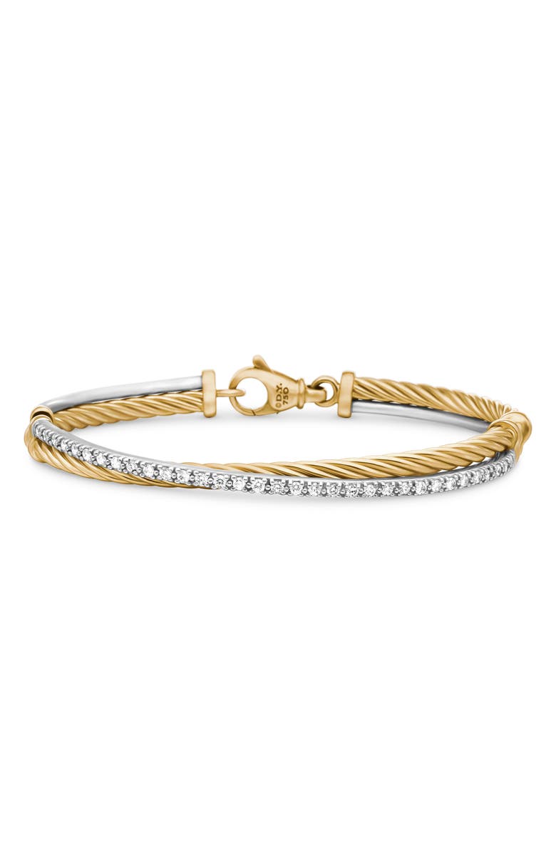 David Yurman 'Crossover' Bracelet with Diamonds in Gold, Alternate, color, 