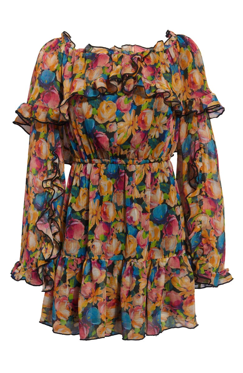 Topshop Ruffle Off the Shoulder Long Sleeve Minidress, Main, color, 