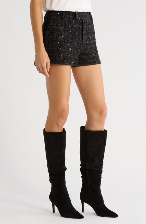 Wayf X Sara Walker Andie Sequin Tweed Shorts In Black