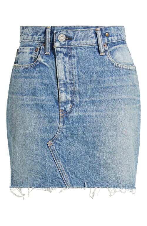 Moussy Vintage Thomoston Raw Hem Denim Miniskirt In Blue