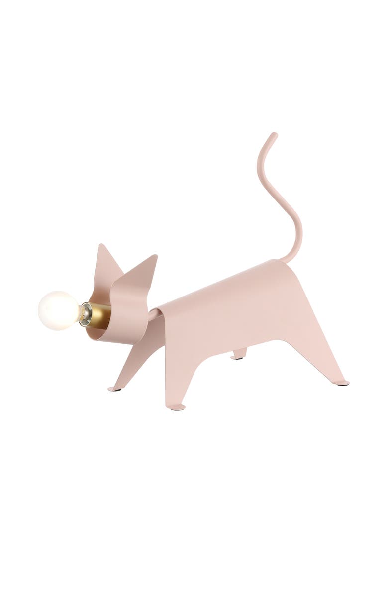 JONATHAN Y Penelope Modern Industrial Iron Feline LED Kids' Lamp, Main, color, Pink