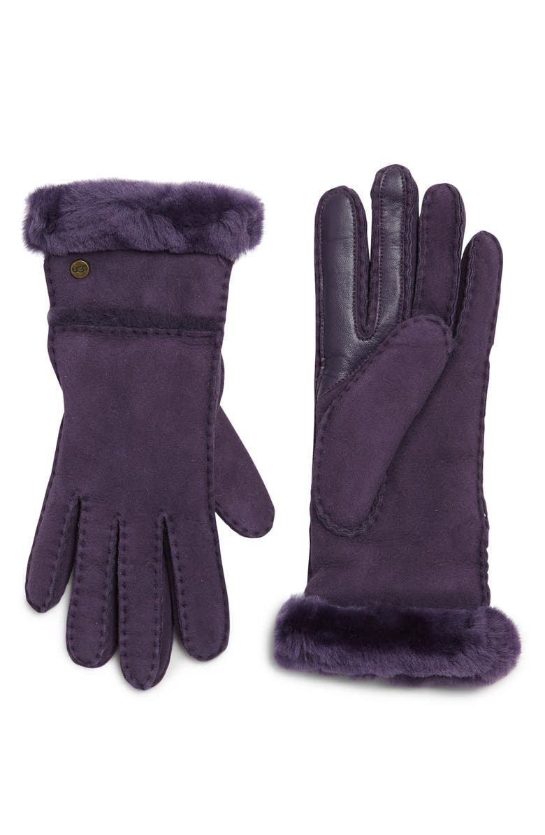 UGG<sup>®</sup> Seamed Touchscreen Compatible Genuine Shearling Gloves, Main, color, 