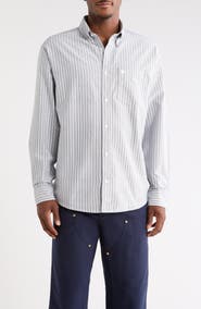 Carhartt Work In Progress Kanan Stripe Cotton Button-Down Oxford Shirt