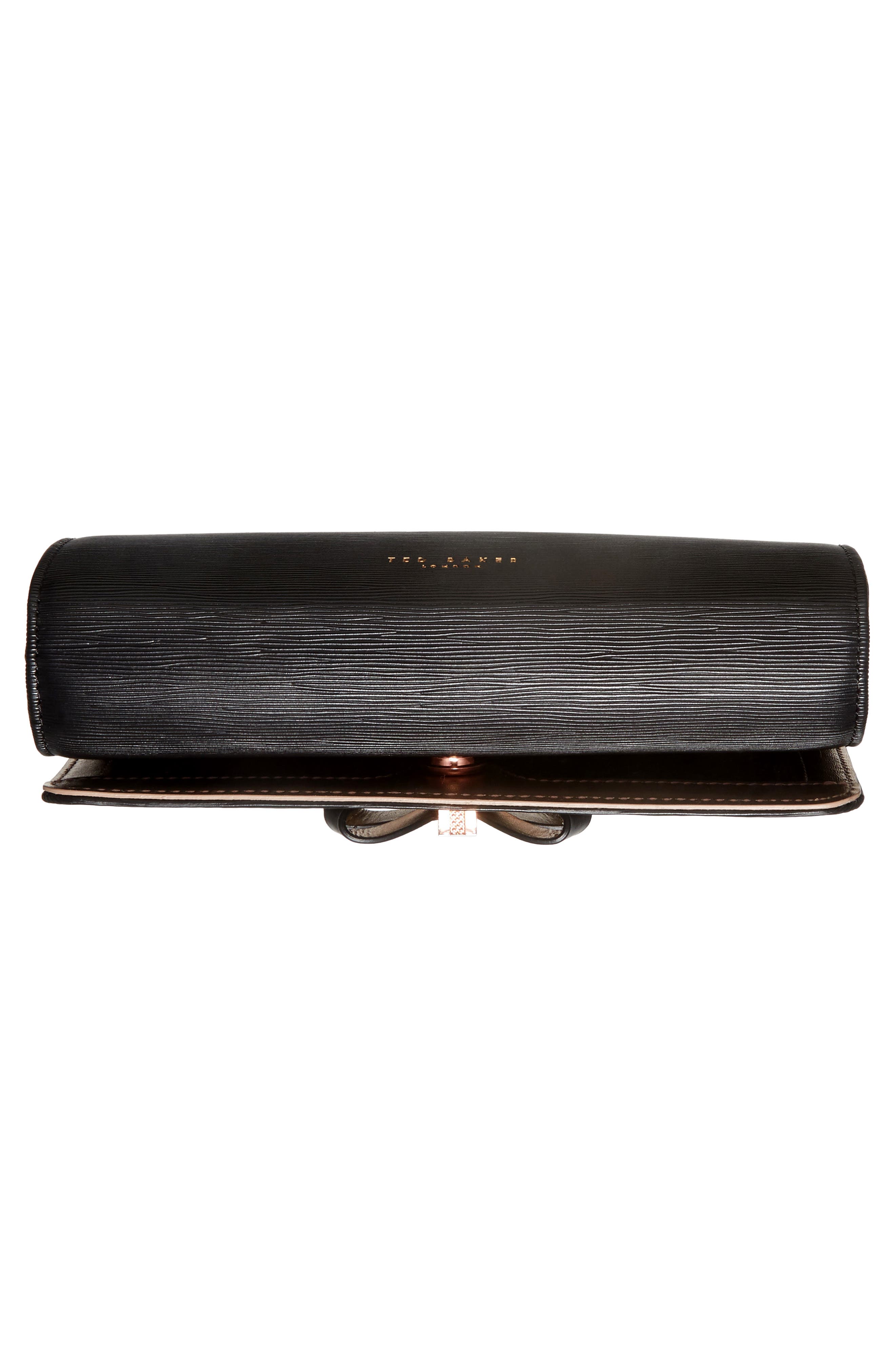 Melisia Bow Leather Mantinee Wallet on a Chain, Alternate, color, BLACK