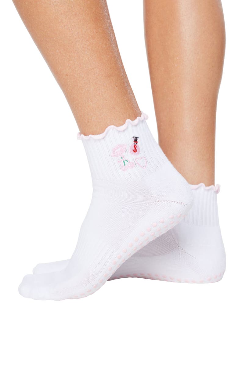 Souls. Girly Things Ankle Grip Socks, Main, color, White