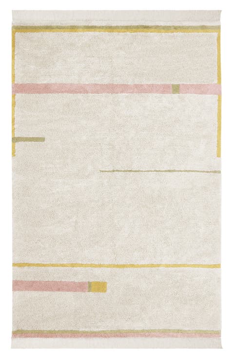 Lane Fringe Trim Washable Cotton Blend Rug