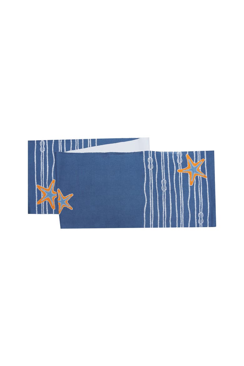 Starfish Rope Table Runner 14" x 72", Main, color, Blue