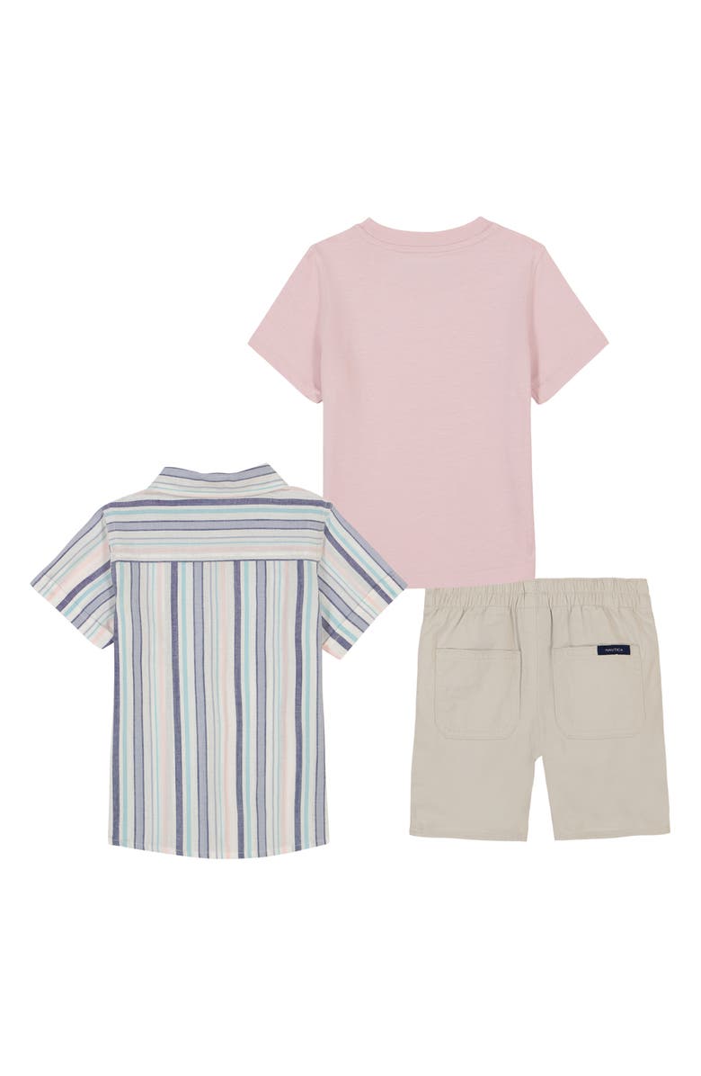 Nautica Kids' Button-Up Shirt, T-Shirt & Shorts Set, Alternate, color,