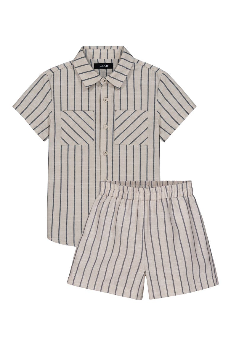Kids' Stripe Shirt & Shorts Set, Main, color, BEIGE