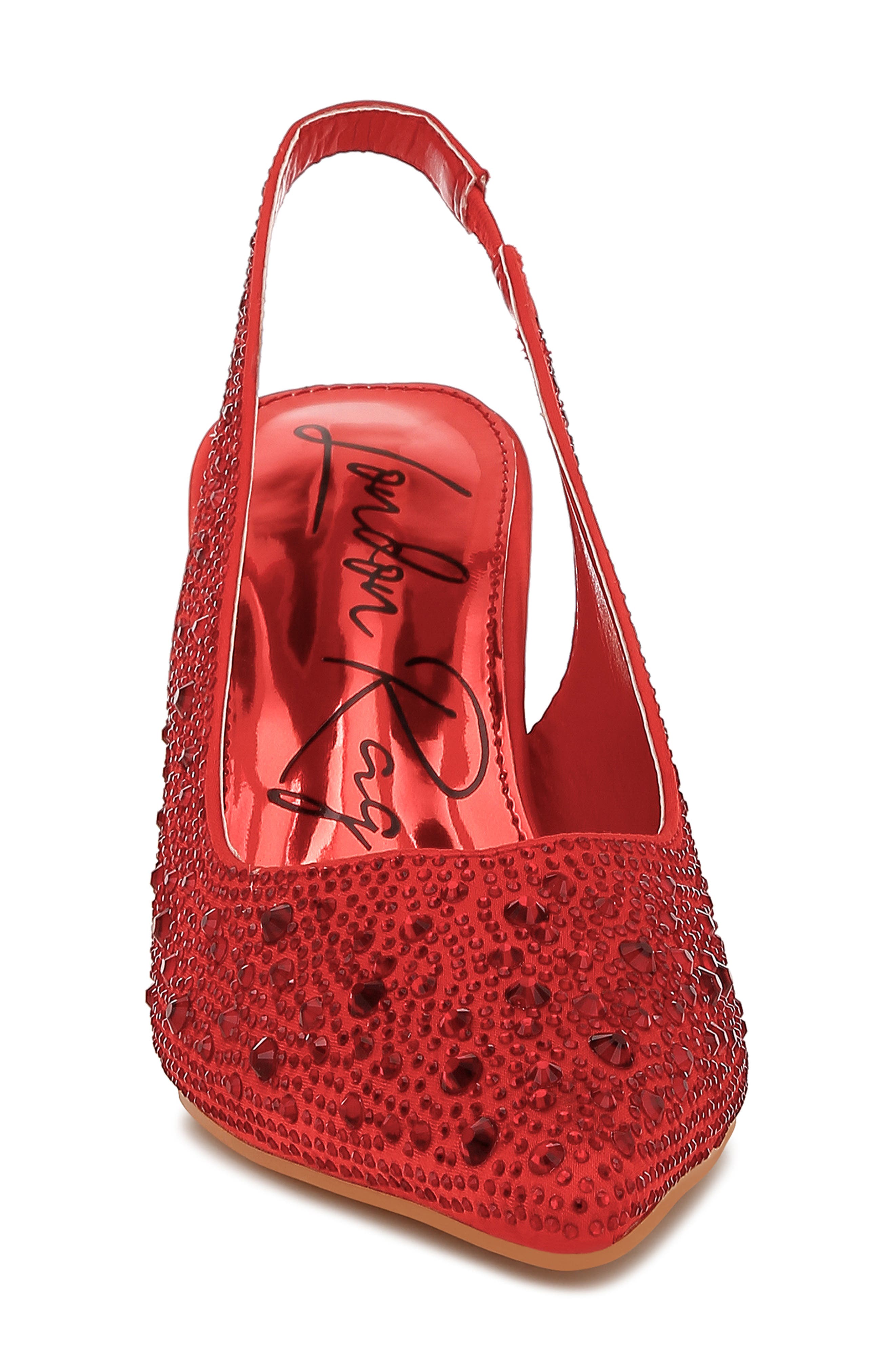 Ararki Crystal Slingback Pump, Alternate, color, RED