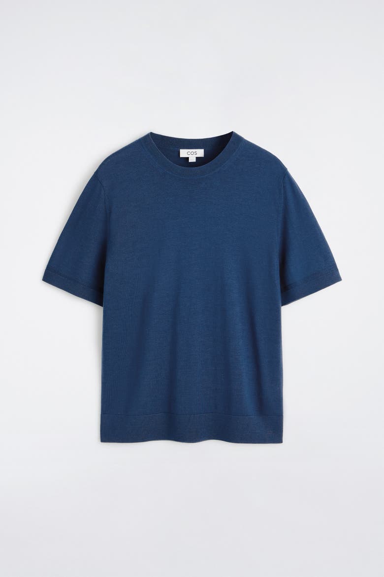Merino Wool Knitted T-Shirt, Alternate, color, DARK BLUE