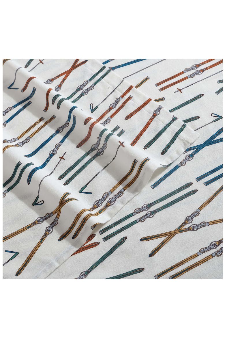 Ski Line Cotton Flannel Sheet Set, Alternate, color, WHITE