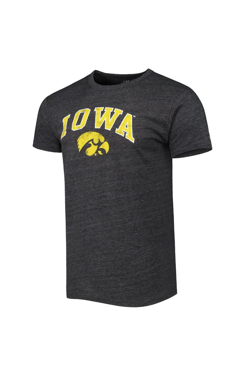 LEAGUE COLLEGIATE WEAR Men's League Collegiate Wear Heather Charcoal Iowa Hawkeyes 1965 Arch Victory Falls Tri-Blend T-Shirt, Alternate, color, 
