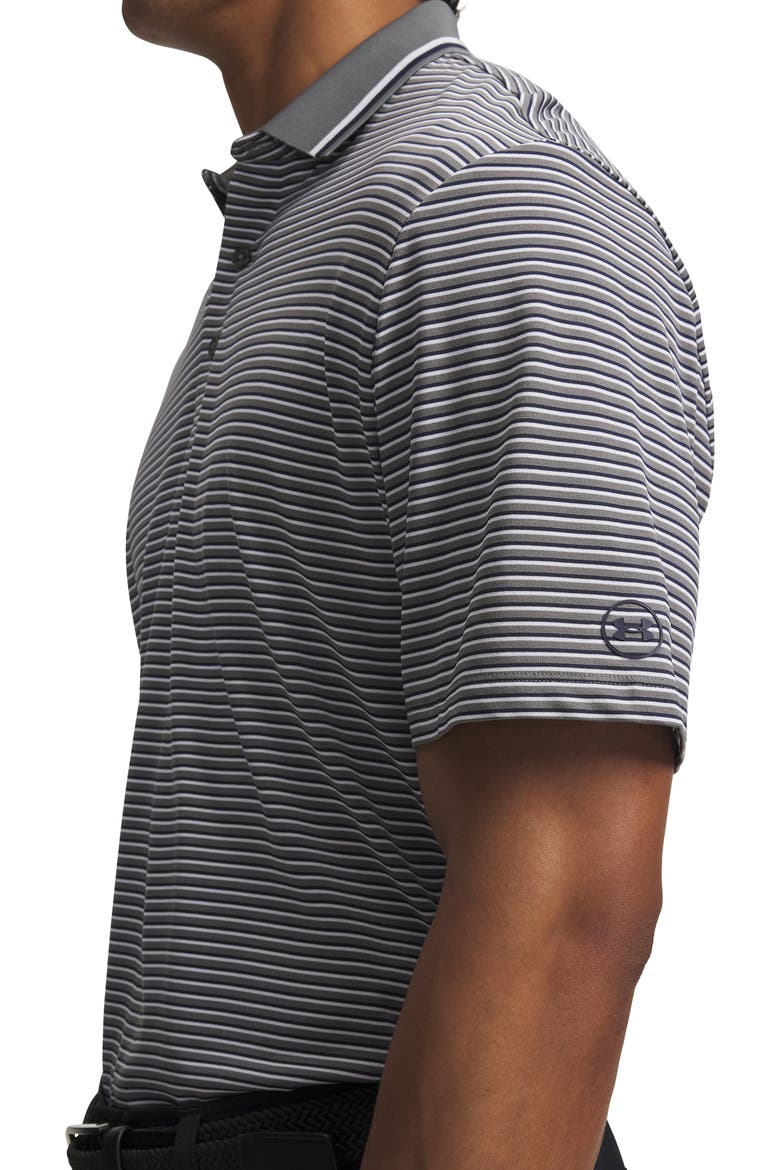 ArmourDry Striped Performance Polo, Alternate, color, CLAY GREEN/ WHITE/ NAVY
