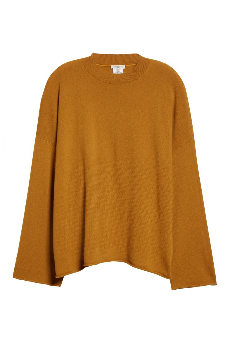 Drop Shoulder Cashmere Sweater, Alternate, color, GOLDEN AMBER