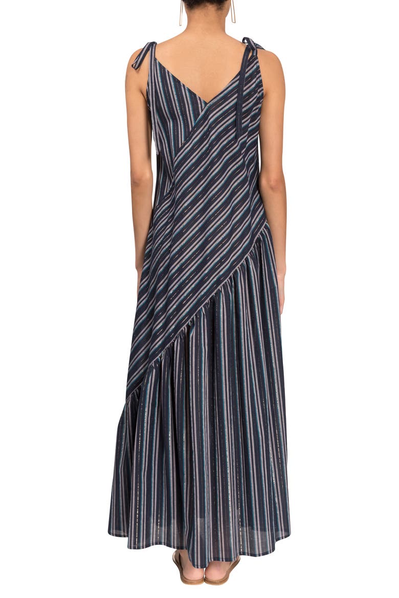 Kelsea Shimmer Stripe Cotton Cover-Up Maxi Dress, Alternate, color, MIDNIGHT STRIPE