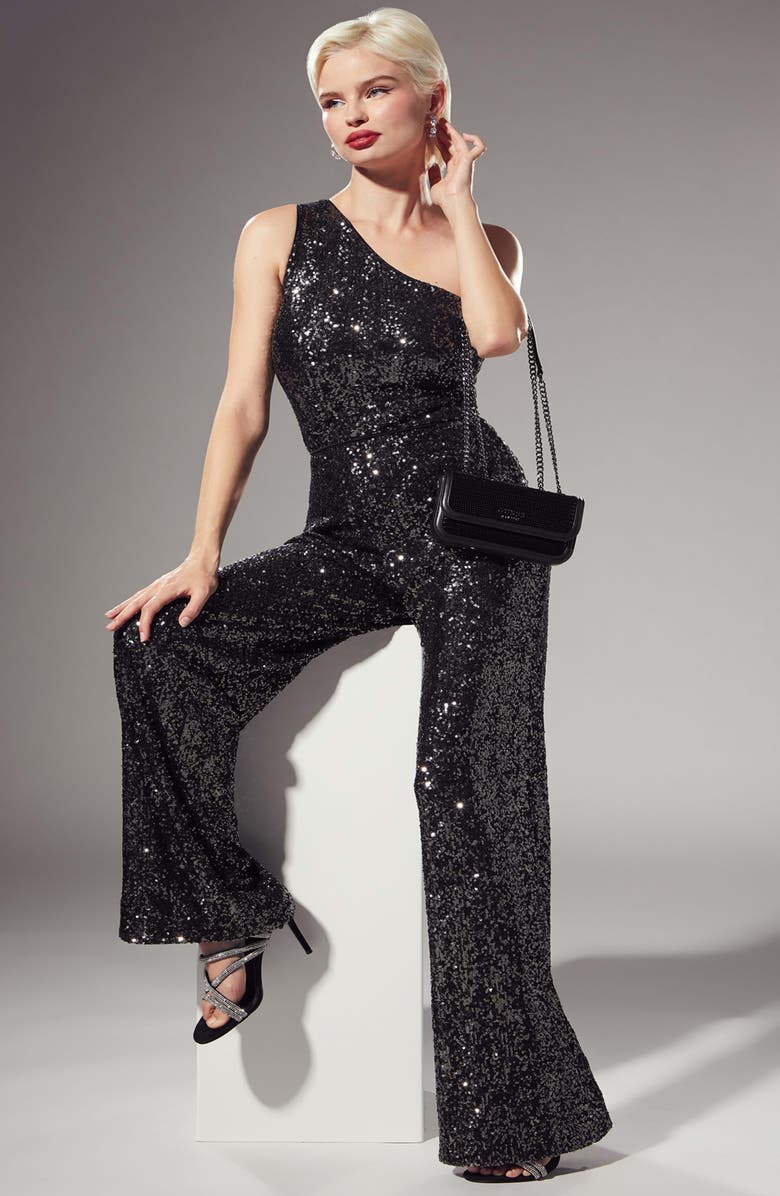 GUESS Sereh Sequin High Waist Pants, Alternate, color, 