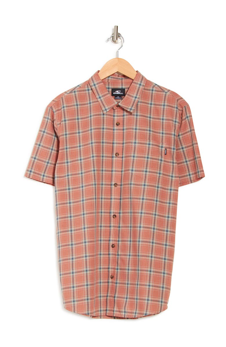 O'Neill Foster Plaid Short Sleeve Regular Fit Shirt, Alternate, color, 