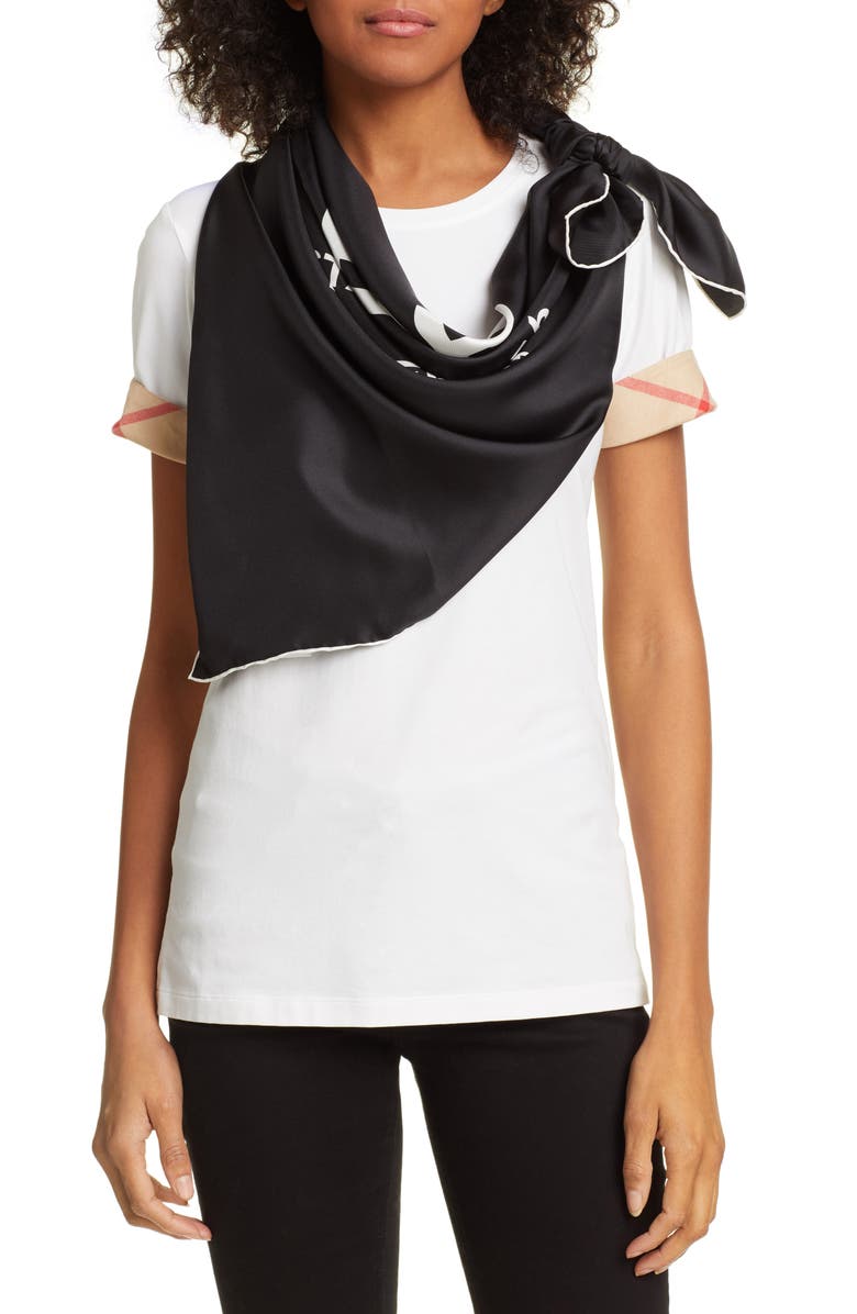 Burberry Horseferry Print Square Silk Scarf, Alternate, color, 