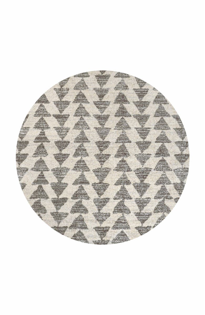 JONATHAN Y Aisha Moroccan Triangle Geometric Round Area Rug, Main, color, Cream/Gray
