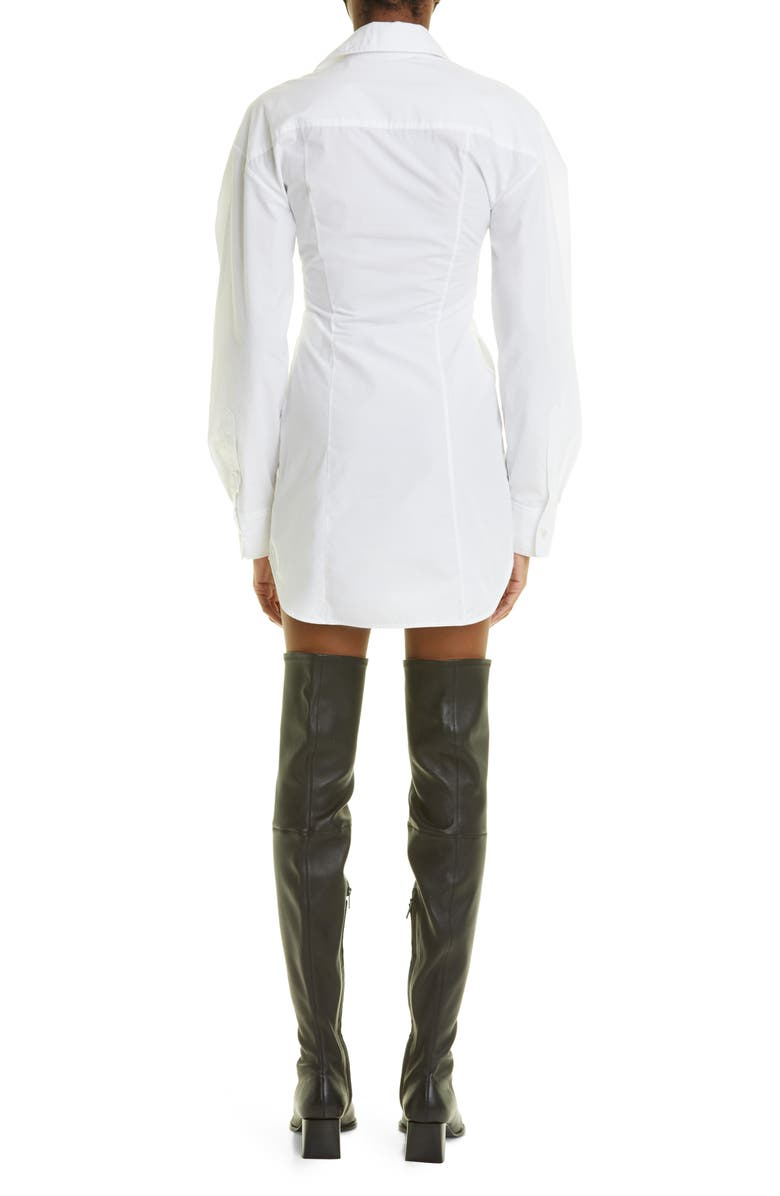 Alexander Wang Twist Front Long Sleeve Cotton Poplin Shirtdress, Alternate, color,