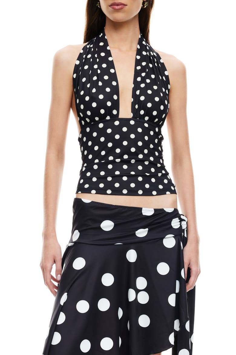 Safari Halter Top, Main, color, NOIR POLKA