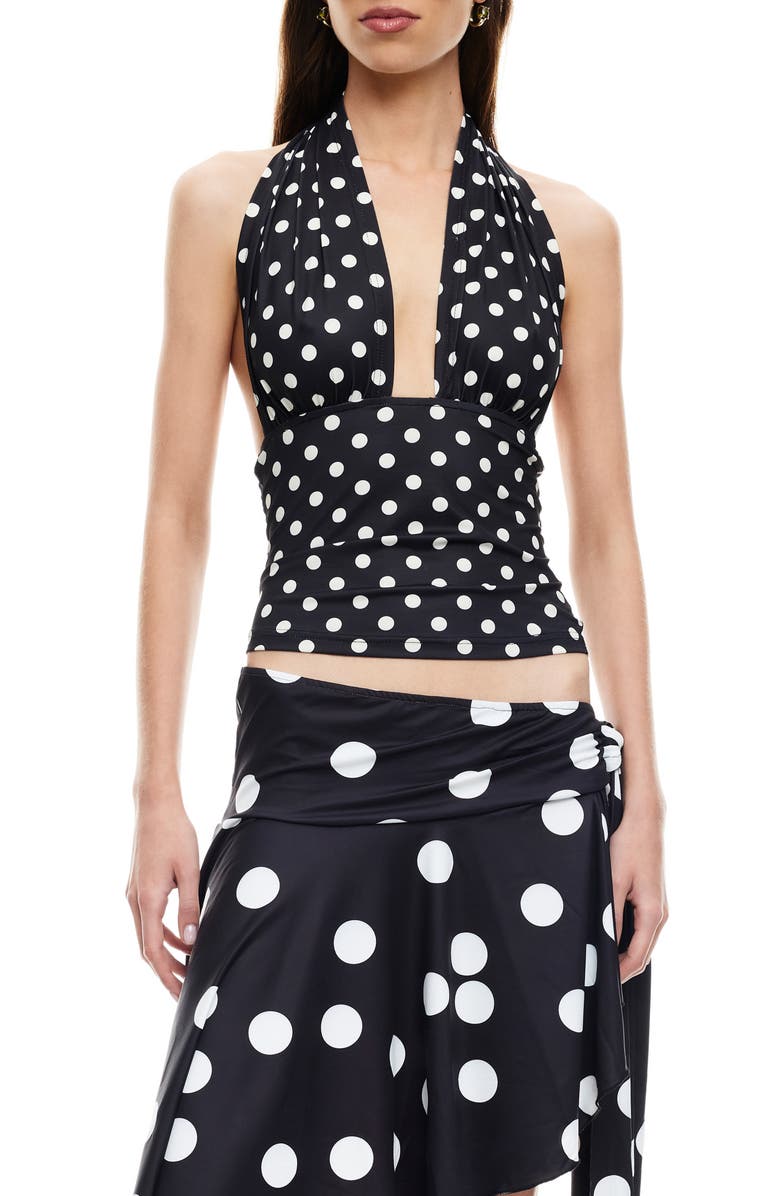 LIONESS Safari Halter Top, Main, color, Noir Polka