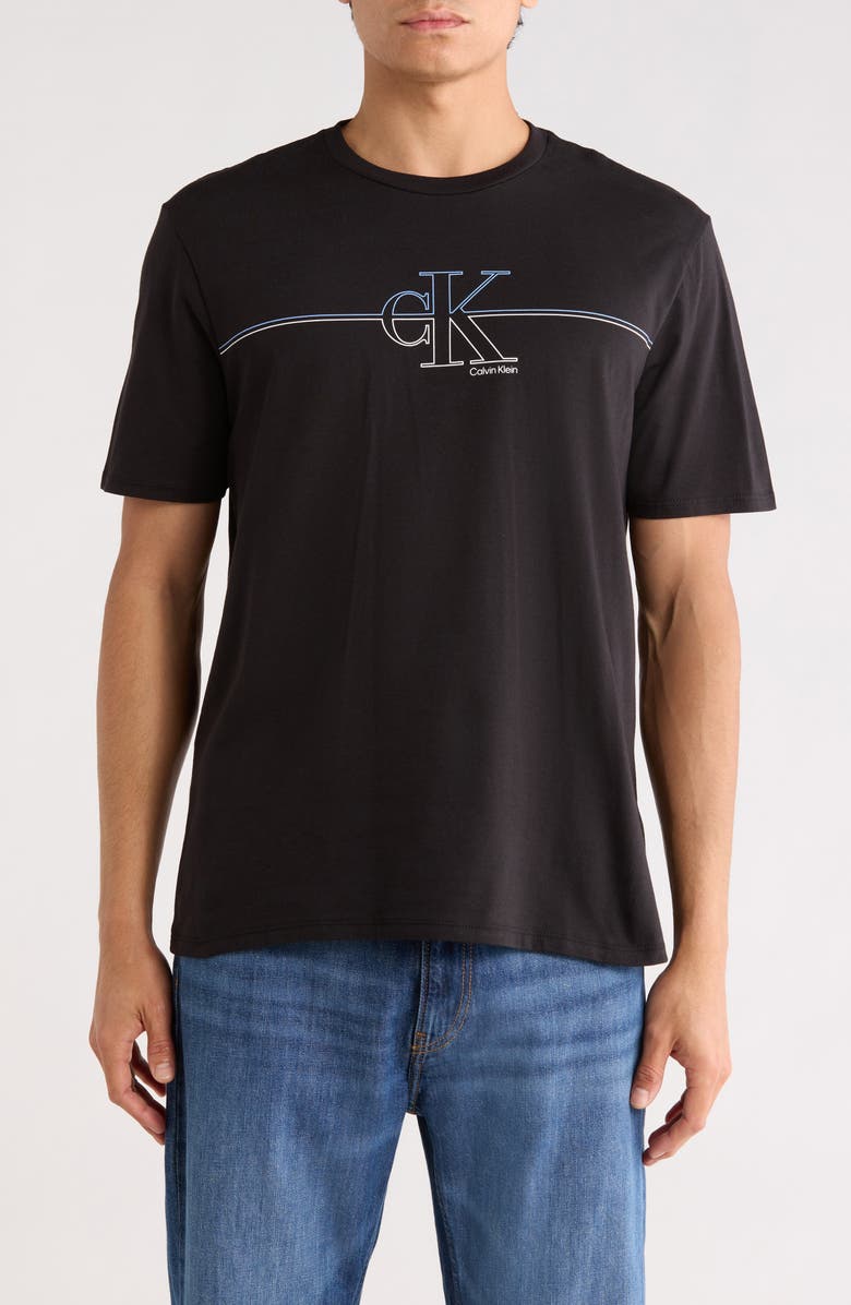 Calvin Klein Logo Line Graphic T-Shirt, Main, color, Black