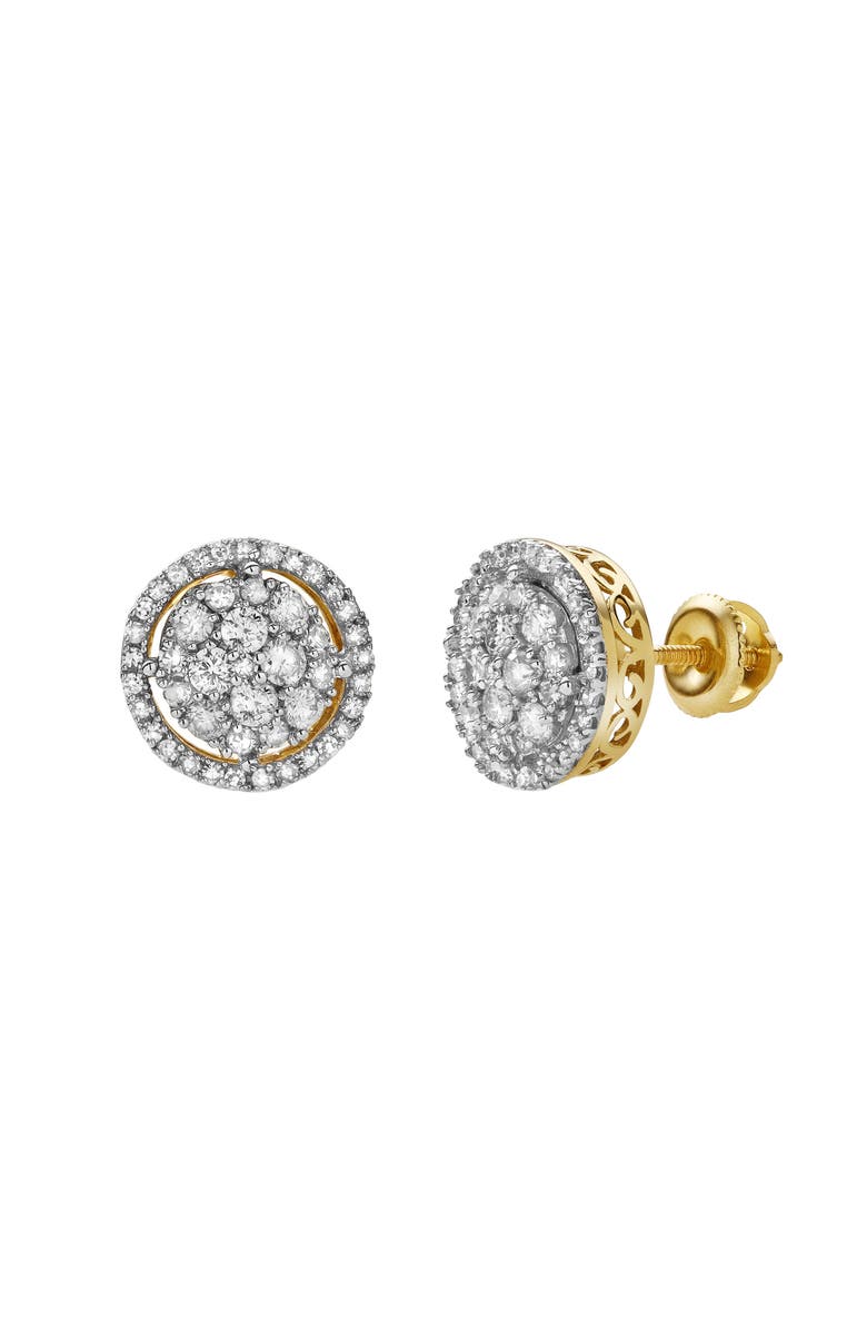 LuvMyJewelry Zeledine 10K Yellow Gold Cluster Diamond Unisex Earrings - 0.63 Cts, Alternate, color, 10K Yellow Gold