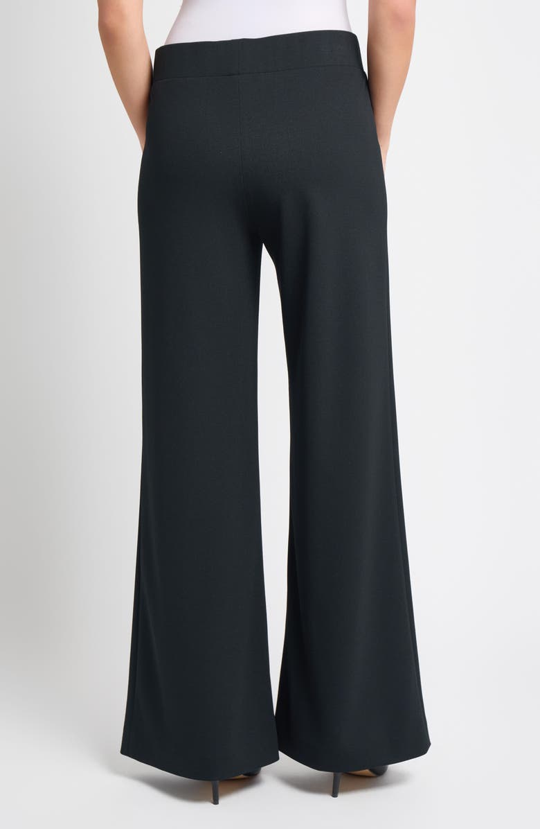 Ming Wang Stretch Deco Crepe Wide-Leg Pants, Alternate, color, Black