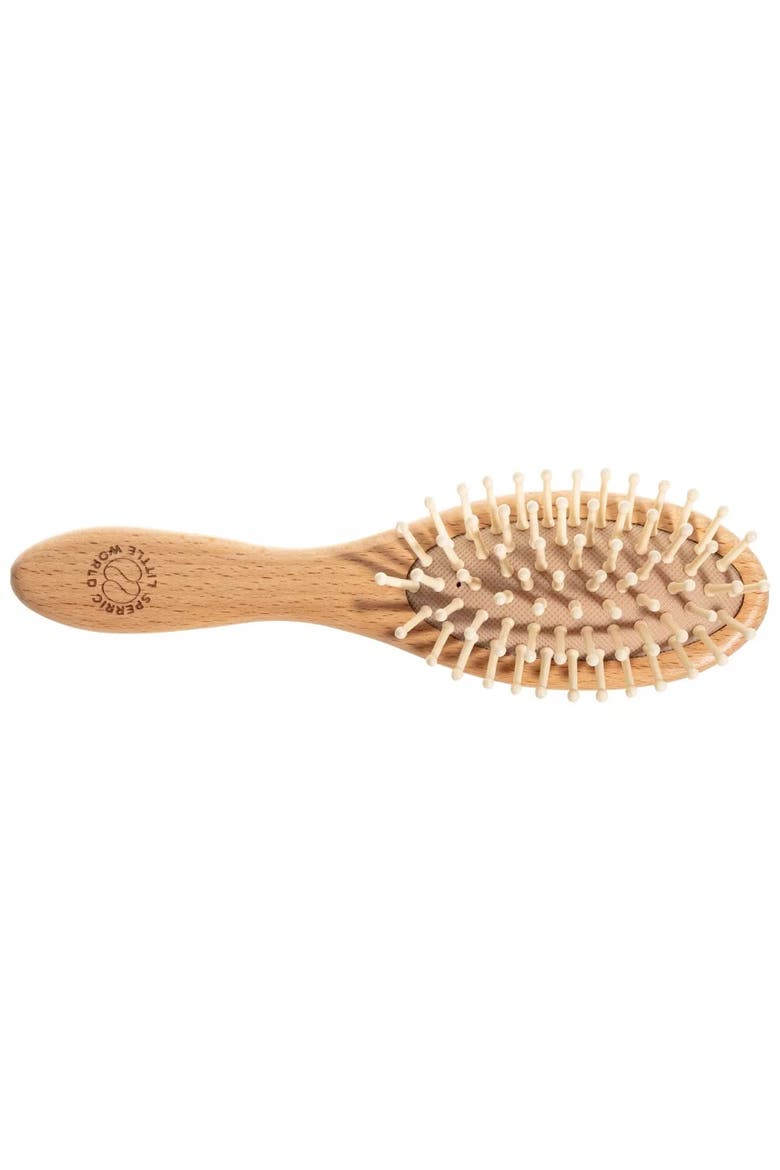 Wooden Baby Hair Brush with Soft Bristle and Comb Set, Alternate, color, Blue