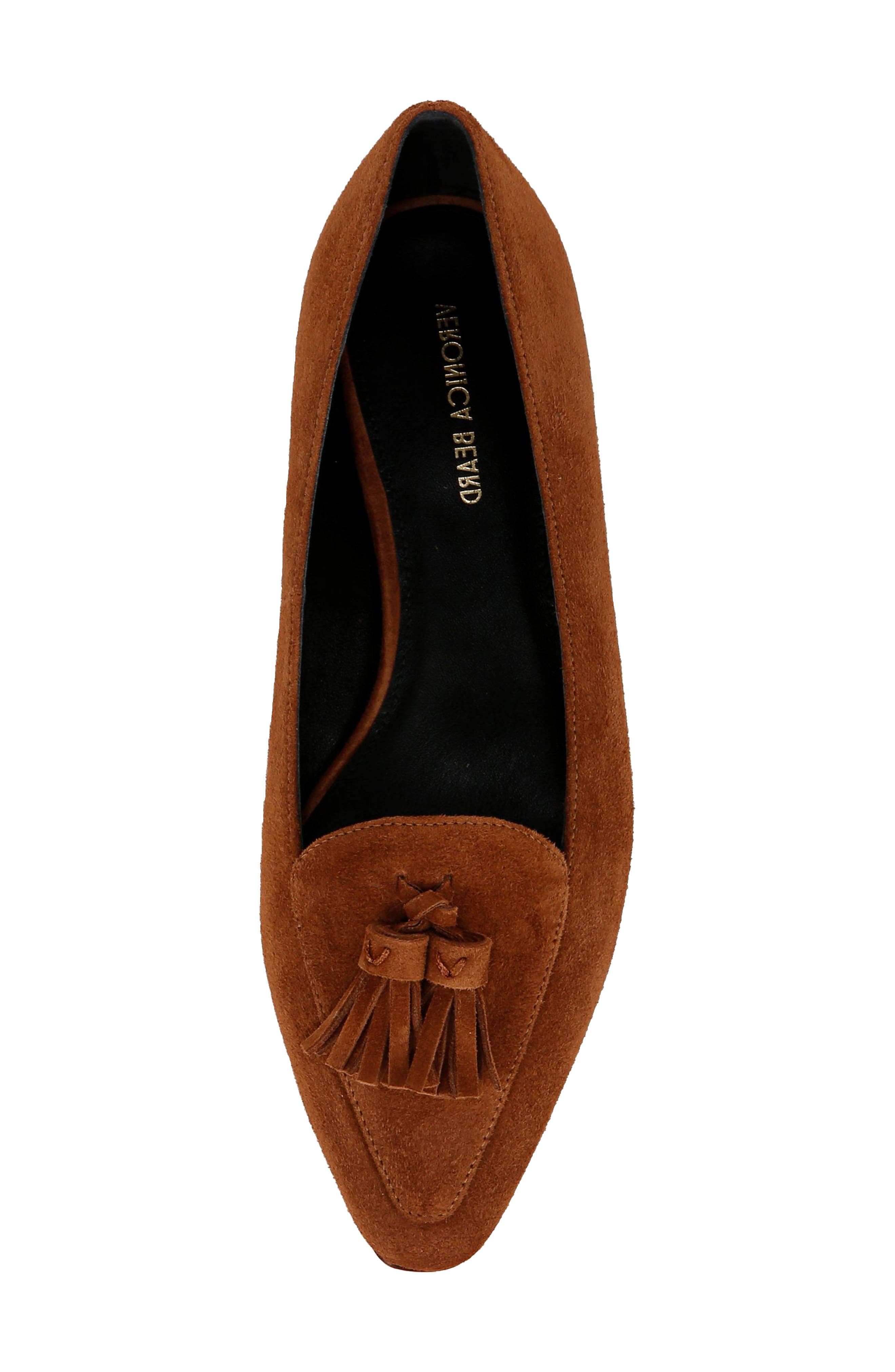 Veronica Beard Cleo Tassel Pointed Toe Loafer, Alternate, color, Caramel