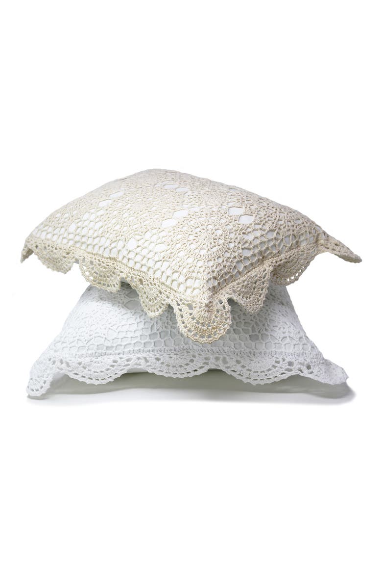 Decorative Crochet Accent Pillow, Alternate, color, WHITE