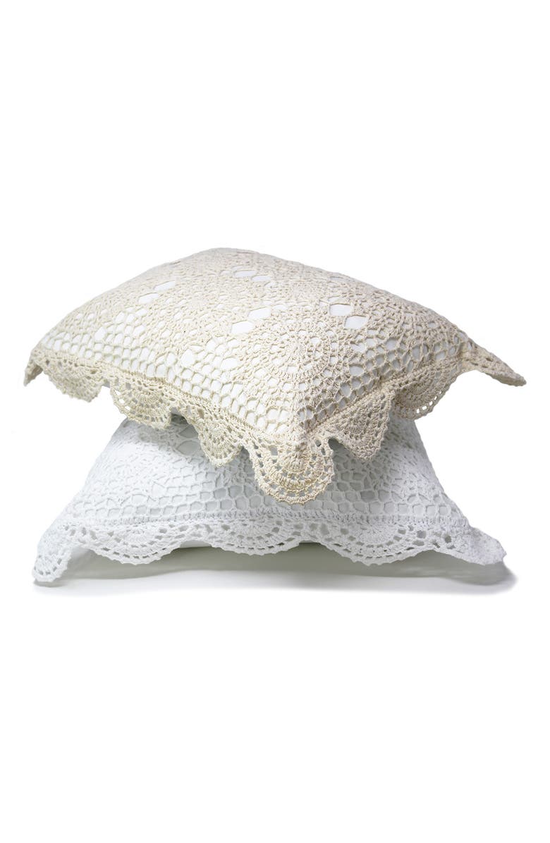 MELANGE HOME Decorative Crochet Accent Pillow, Alternate, color, White
