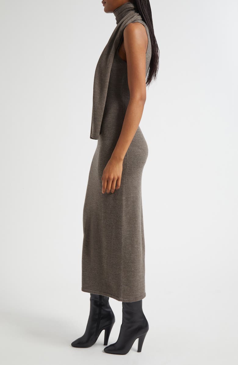 STAUD Canal Sleeveless Merino Wool Midi Dress, Alternate, color, Truffle
