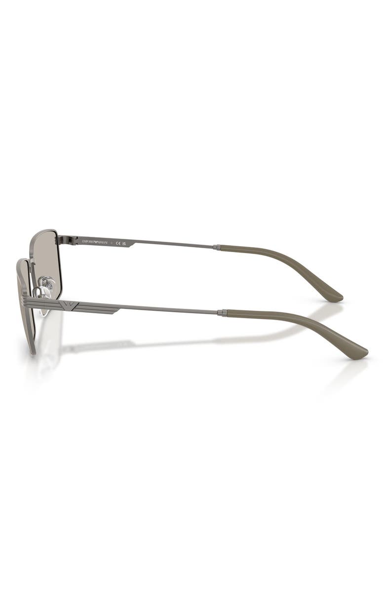 Emporio Armani 57mm Rectangular Sunglasses, Alternate, color, Matte Grey / Light Brown
