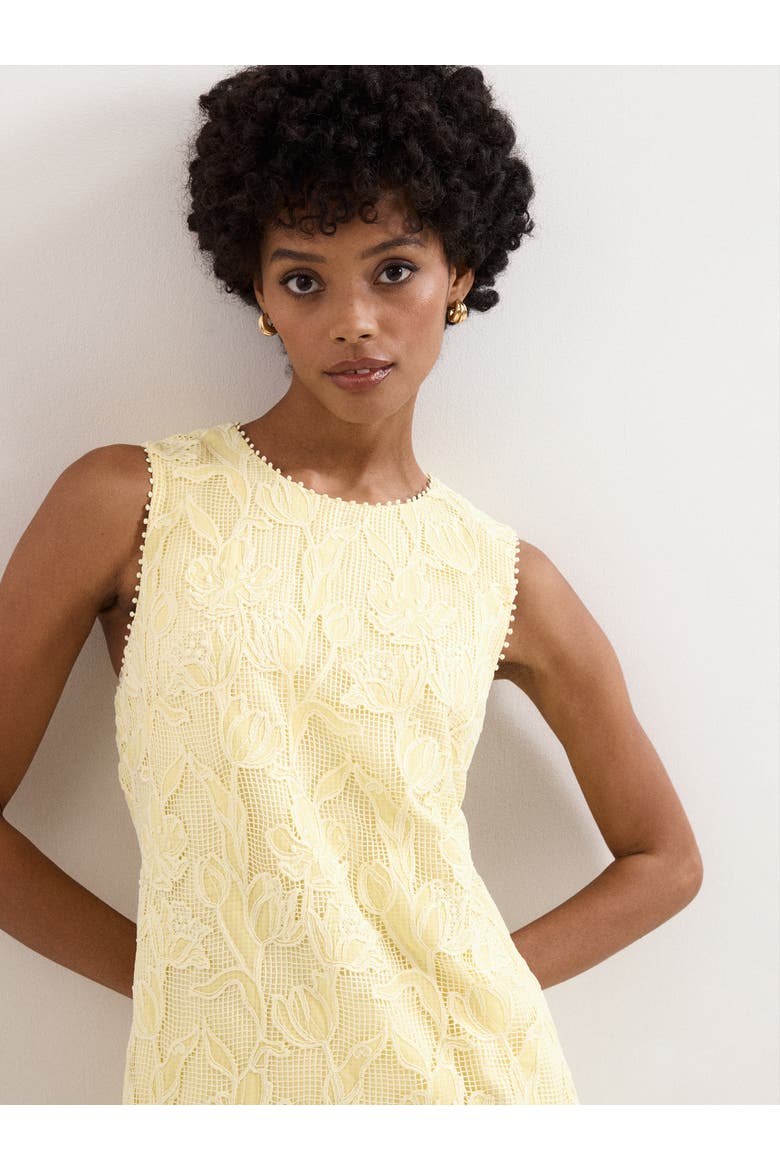 Bryony Sleeveless Lace Mini Dress, Alternate, color, Pale Yellow
