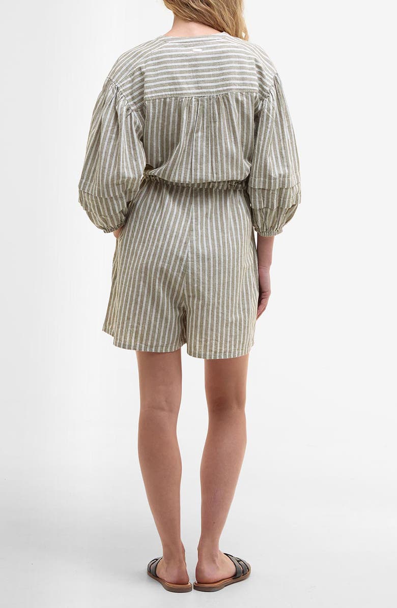 Barbour Bobby Cotton
Linen Romper, Alternate, color, Dusky Green Stripe