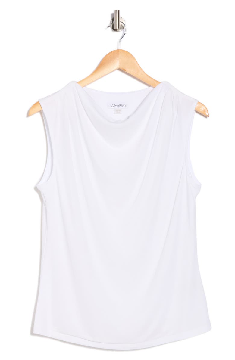 Calvin Klein Cowl Drape Neck Mesh Knit Top, Alternate, color, White
