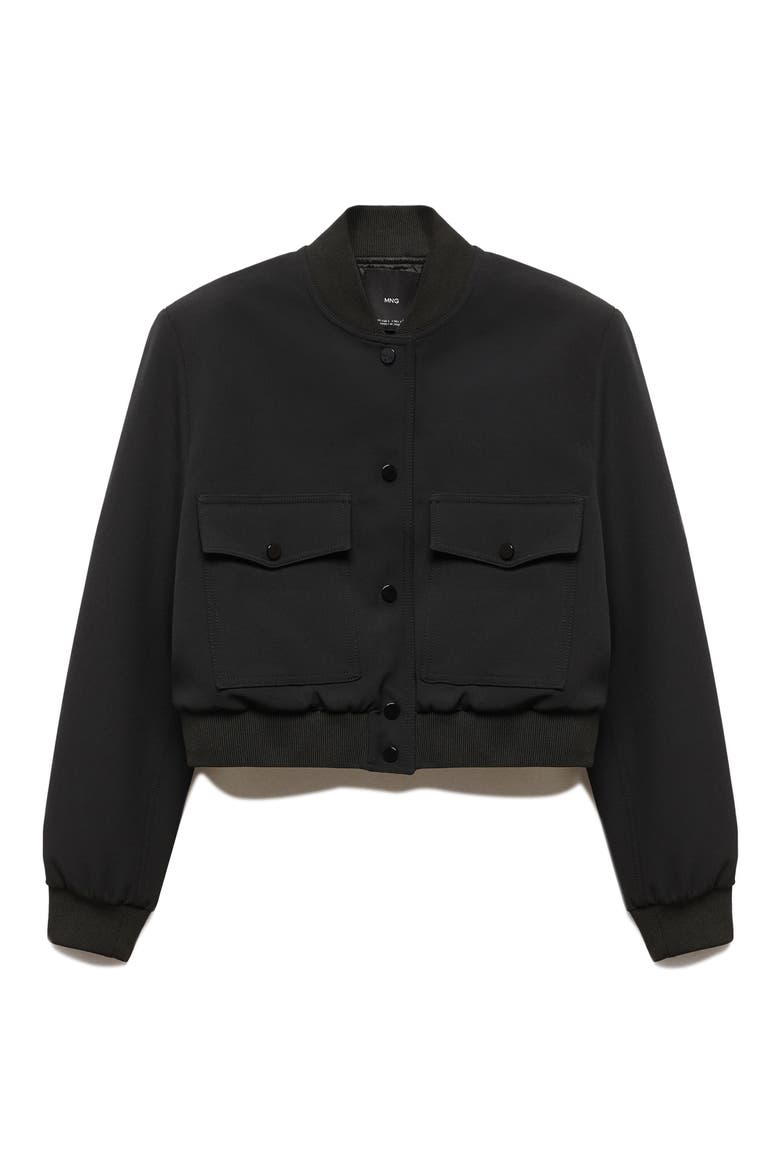 Crop Bomber Jacket, Alternate, color, BLACK