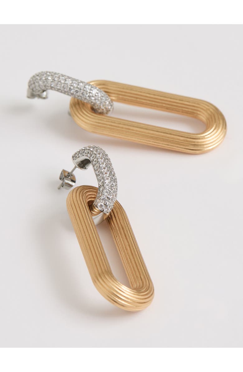 Reiss Callie Contour Pavé Drop Earrings, Alternate, color, Gold / Silver Tone/ Crystal