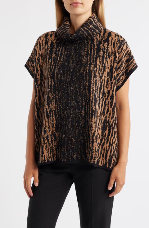 Animal Stripe Short Sleeve Tunic Sweater