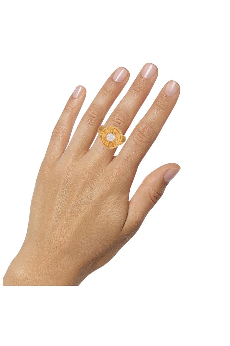 Crystal Button Logo Ring, Alternate, color, GOLDTONE