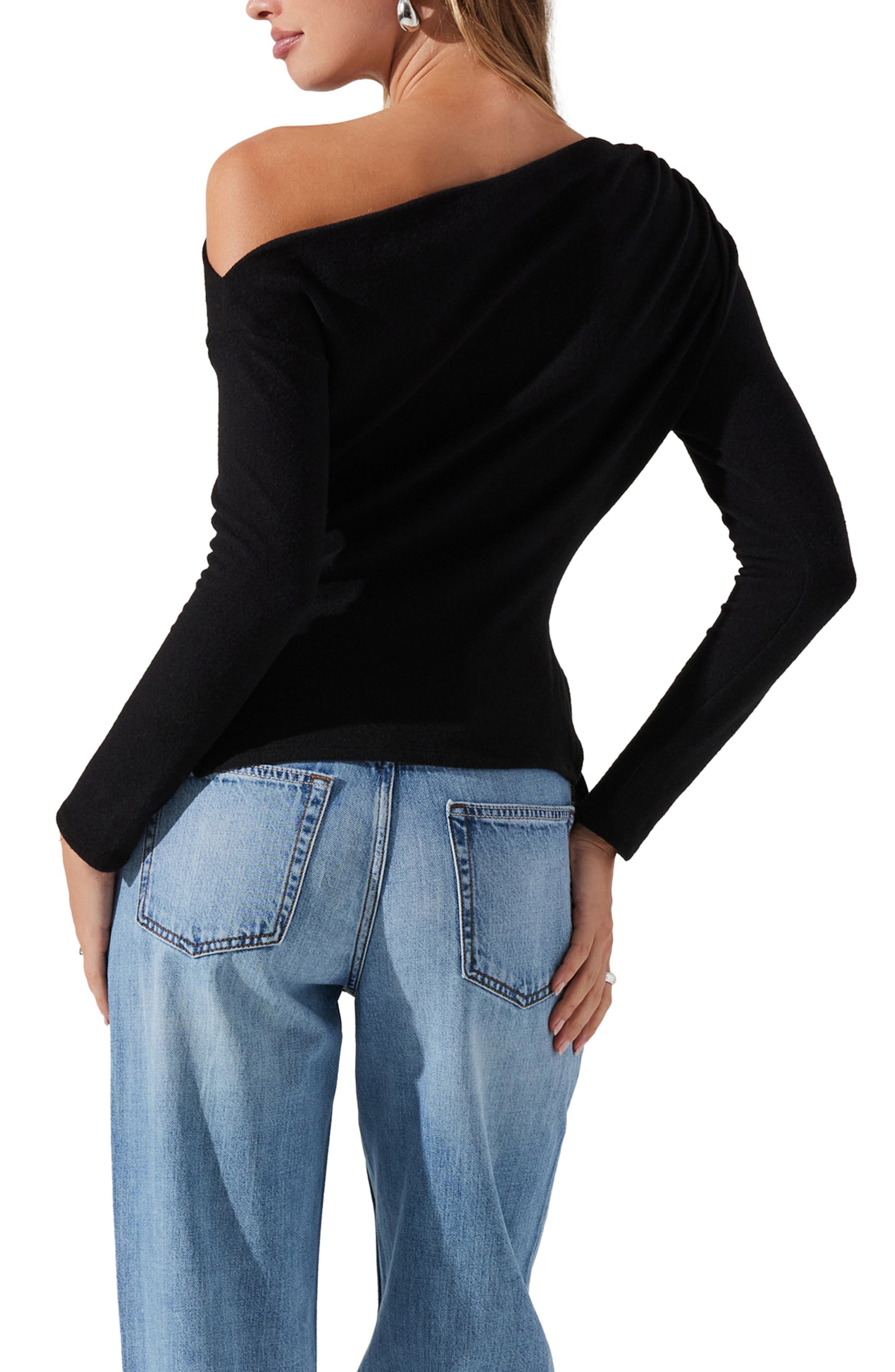 One-Shoulder Tie Hem Knit Top - image 2